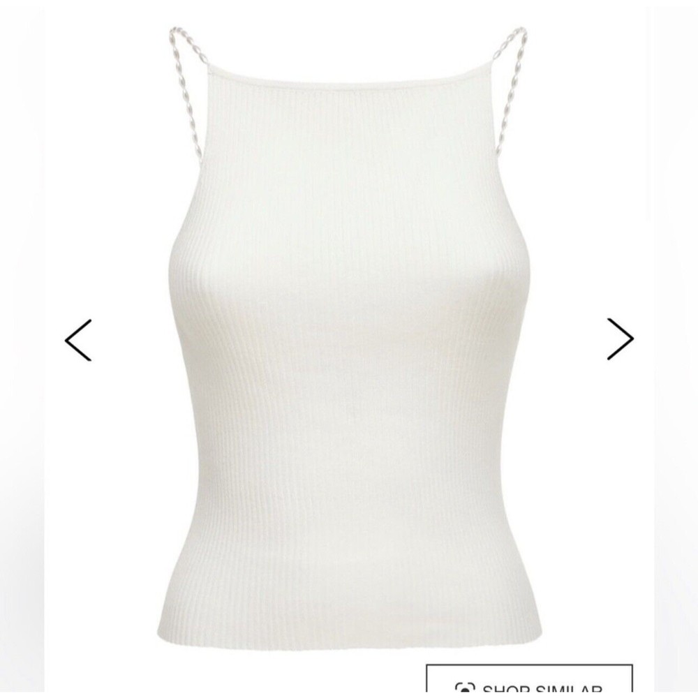 NWT Musier Paris Women's Pearls Ribbed Cropped Top Shirt Size 42 White - Picture 4 of 15